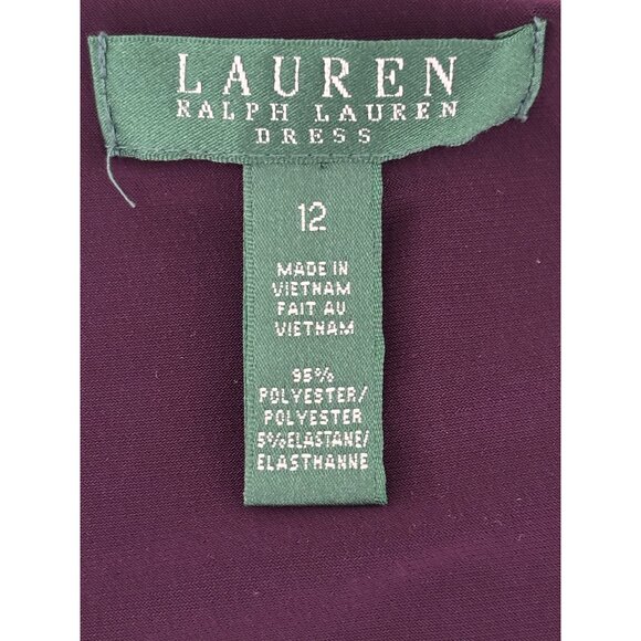 Lauren Ralph Lauren Dress 12 Ruched Draped Sheath V-Neck Cocktail Quiet Luxury - Picture 3 of 16